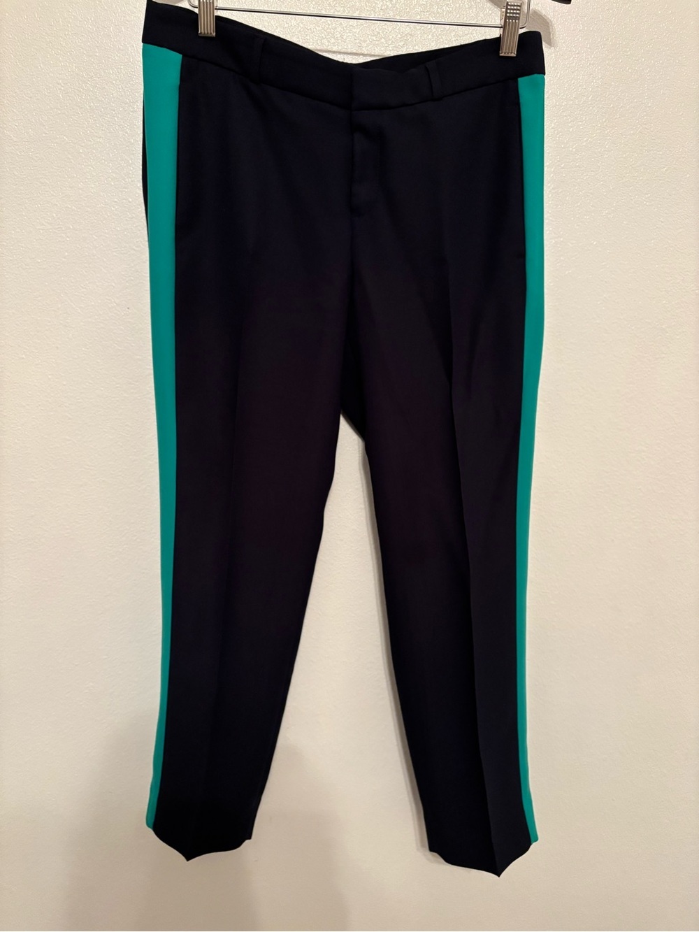 Banana republic avery tuxedo stripe ankle dress pants navy blue green 6 - Picture 2 of 7